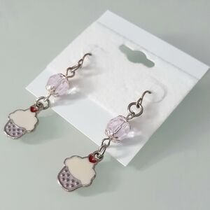 Purple Cupcake Drop Earrings NWT